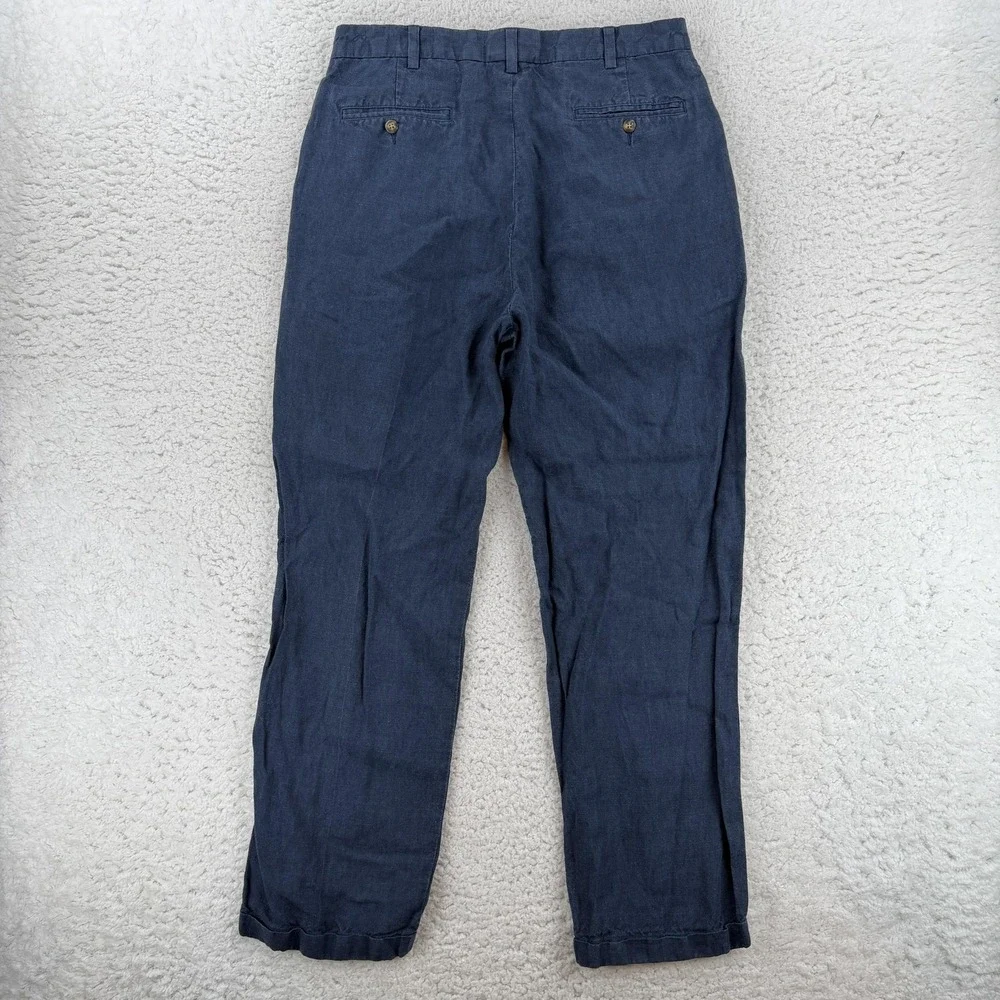 Jos. A. Bank Travelers Dress Pants Mens 36x32 Blue Classic Linen Cuffed Office